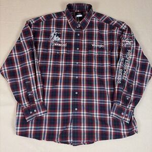 PBR Button Down Shirt Multicolor Plaid Size Men's XXL Embroidered Logos Wrangler